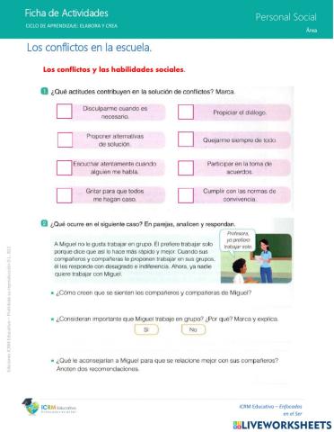 Resolviendo conflictos en el colegio