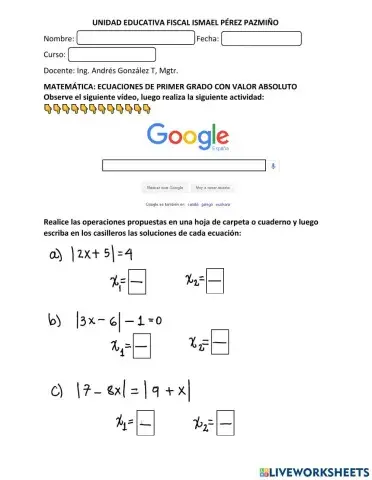 Ecuaciones de primer grado con Valor absoluto