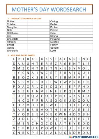 Mother's Day Wordsearch