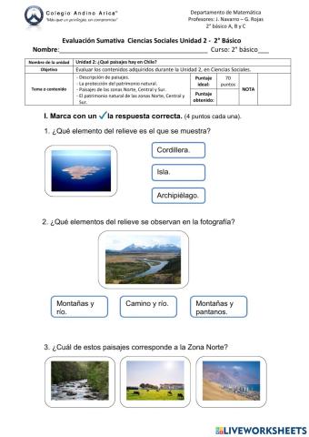 Evaluación Ciencias Sociales Unidad 2