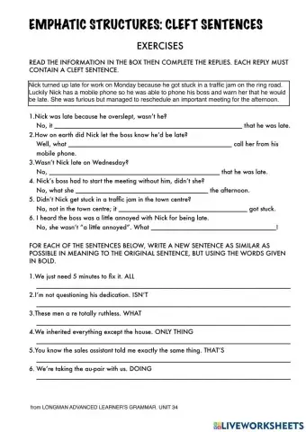 Cleft sentences (Advanced English)