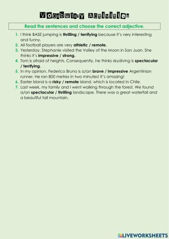 Adjectives to describe adventure