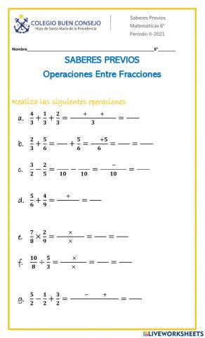 Operaciones con fracciomes