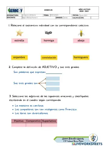 Sustantivos y adjetivos