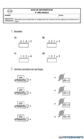 Guía de Multiplicación simple
