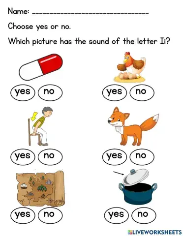Identifying Medial Sound (Letter Ii)