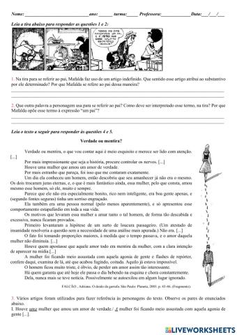 Artigos definidos e indefinidos