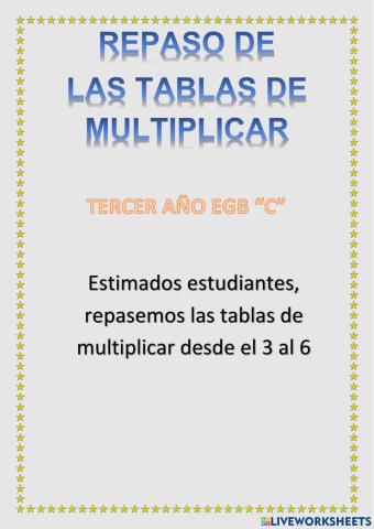 Repaso tablas de multiplicar