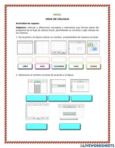 Excel hoja de cálculo