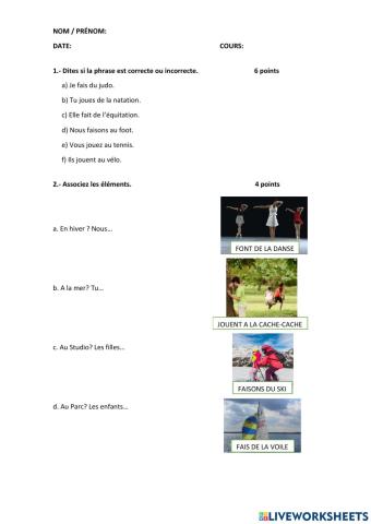 Verbes Jouer - Faire