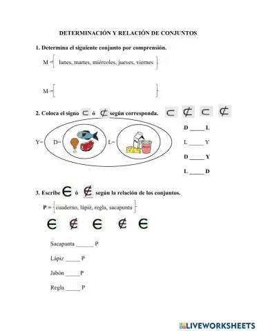 Determinación y Relación de Conjuntos