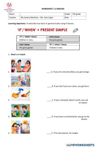 Worksheet 1.2 7th grade recuperativo