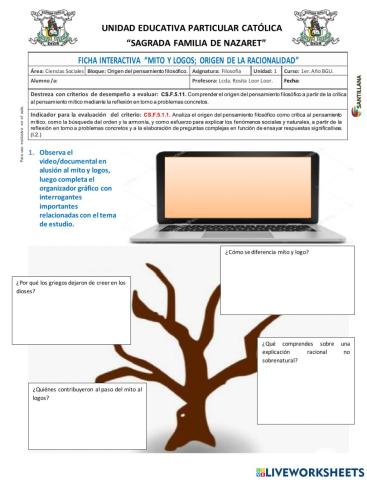 Ficha interactiva - Mito y logos.