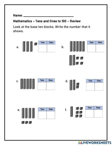 Tens and Ones to 100 Review