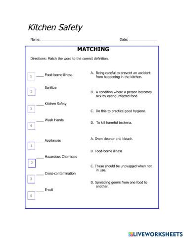 Kitchen Safety Matching