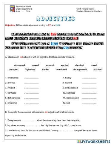 ED and ING Adjectives