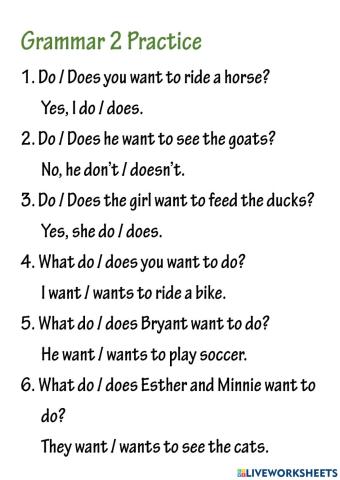 Grammar 2 Practice