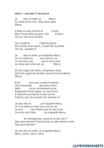 Chanson mercy