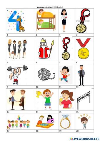 Vocabulary test unit 15 Family and friends 2