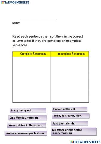 Updated Complete sentence