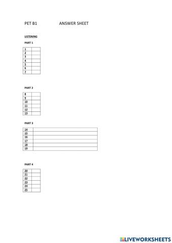 B1 PET LISTENING Exam