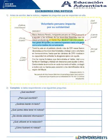 Escribimos una noticia