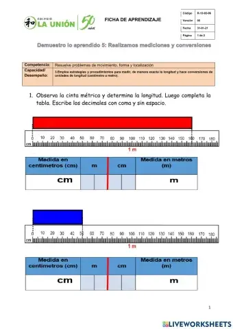 Demuestro lo aprendido 5-CONVERSIÓN DE CM A M
