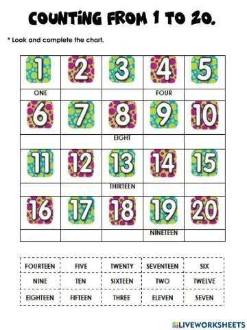 Counting from 1 to 20