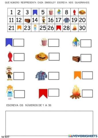 Quadro numérico festa junina