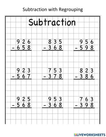 Multi-Digit Subtraction with Regrouping