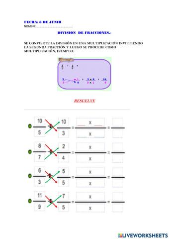 Divisiones de fracciones