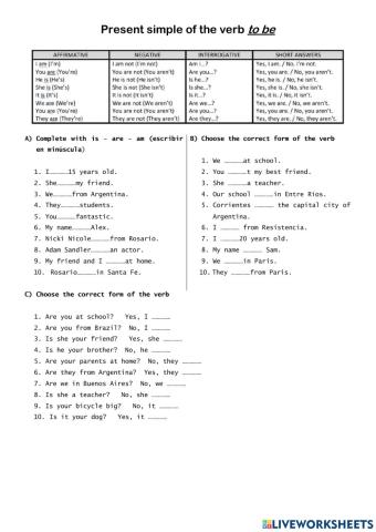 To be: present simple