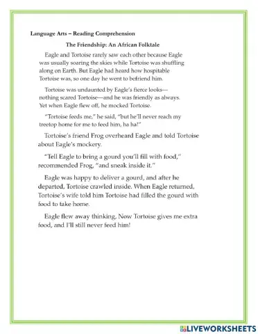 Reading Comprehension June 1