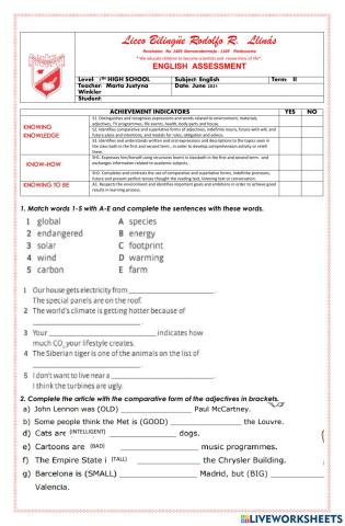 Assessment English term 2