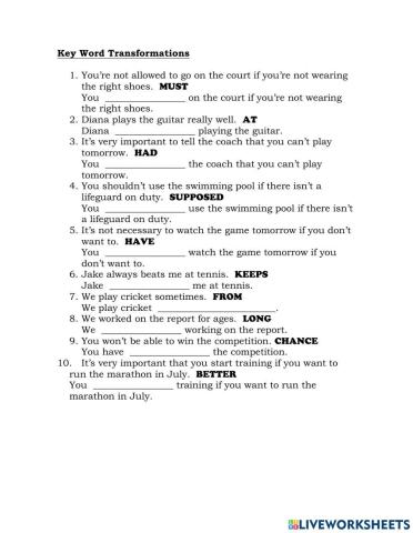 Key word transformations