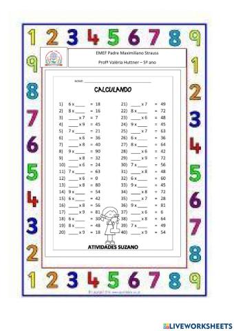 Número oculto na tabuada
