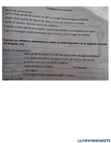 Verbos en infinitivo e imperativo