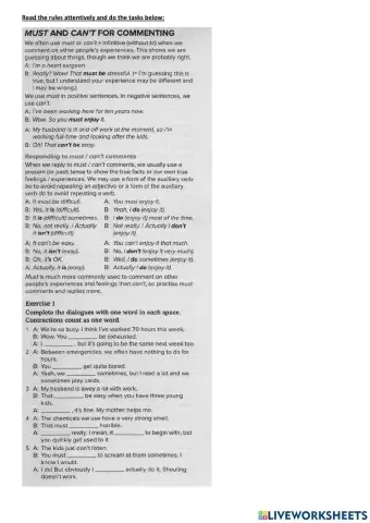 Modal verbs for commenting
