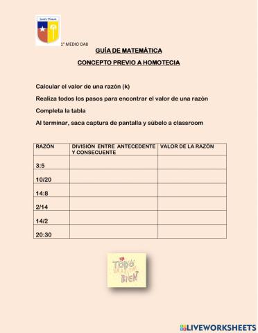 Calcular el valor de una razón