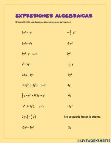 2- Unir con flechas expresiones alg.