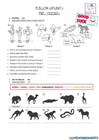 FU Pre teens 1 unit 2