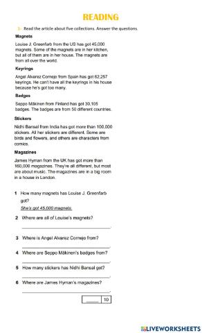 Reading comprehension