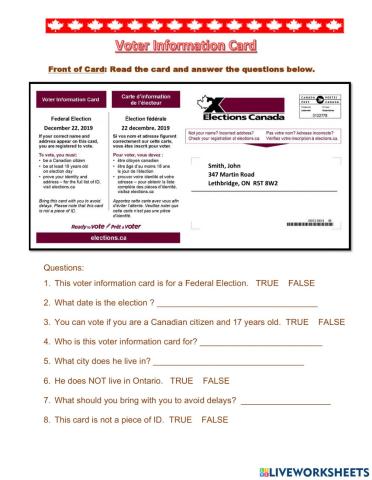 Citizenship Voter Information Card