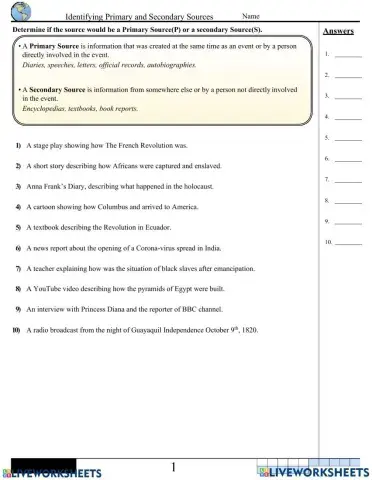Primary and secondary sources