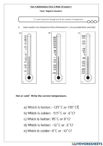 Maths Term 3 week 10 lesson 4 Int and Higher