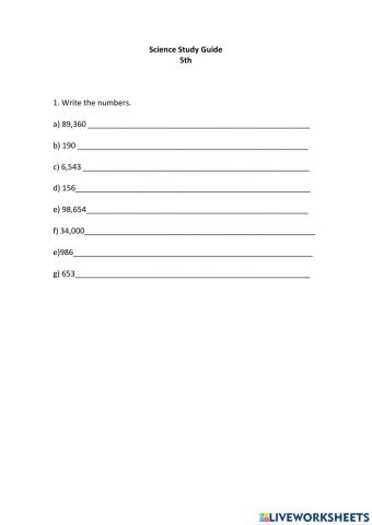 Science study guide 5th