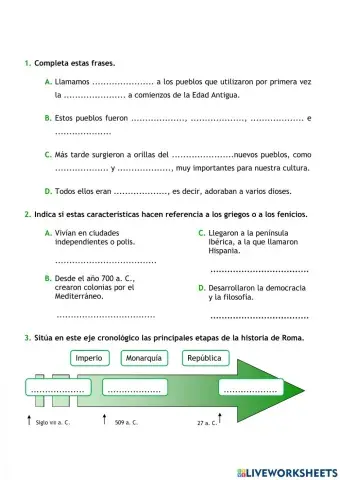 Repasa y Comprueba lo aprendido Tema 6 Sociales 4º