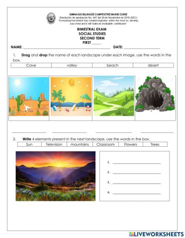 Social Studies exam second term