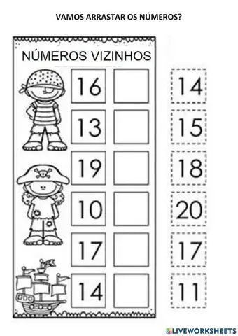 Números vizinhos E ADIÇÃO