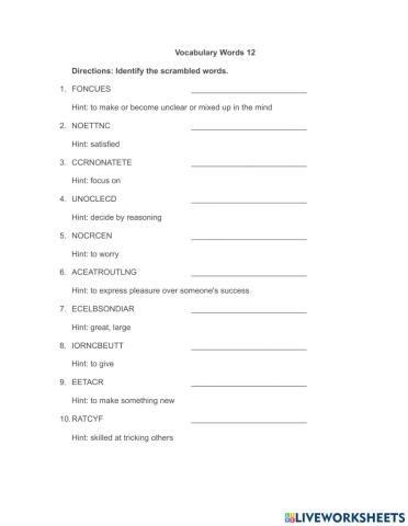 Vocabulary 12
